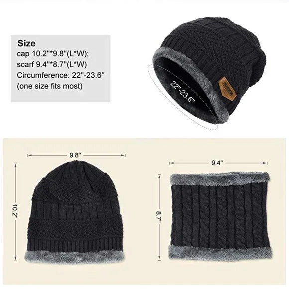 ✨✨BRAND NEW Winter Knit Skull Cap Beanie Hat with Neck Gaiter - Picture 9 of 9